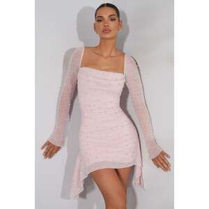 la lune long sleeve backless mini dress cream DANIKA OFF SHOULDER DRESS